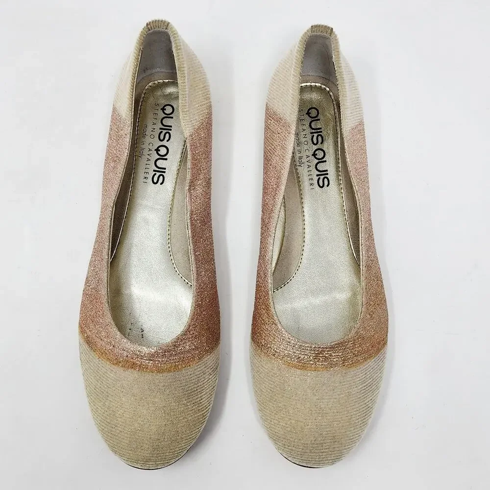 Quis Quis by Stefano Cavalleri Ballet Flats Girls EU39/US7 Cream & Pink Glitter
